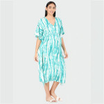 Green Tie and Dye Dyed Maternity Kaftan Midi Dress