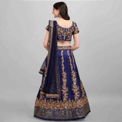 Blue Bangalore Silk Flared Lehenga