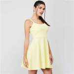 "Women Solid A-line Sleeveless Skater Dress "