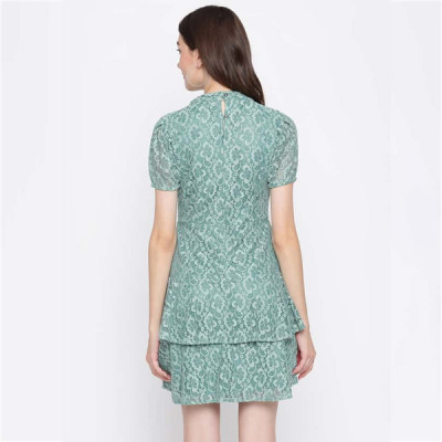 "Women Lace Cutout Detail Layered Dress "