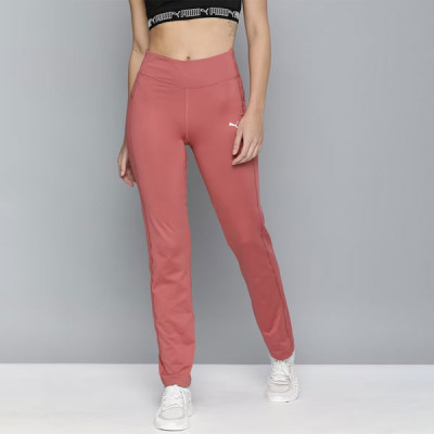 Women Mauve Solid Straight Fit Track Pant