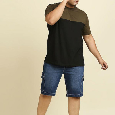 Men Blue Washed Slim Fit Denim Shorts